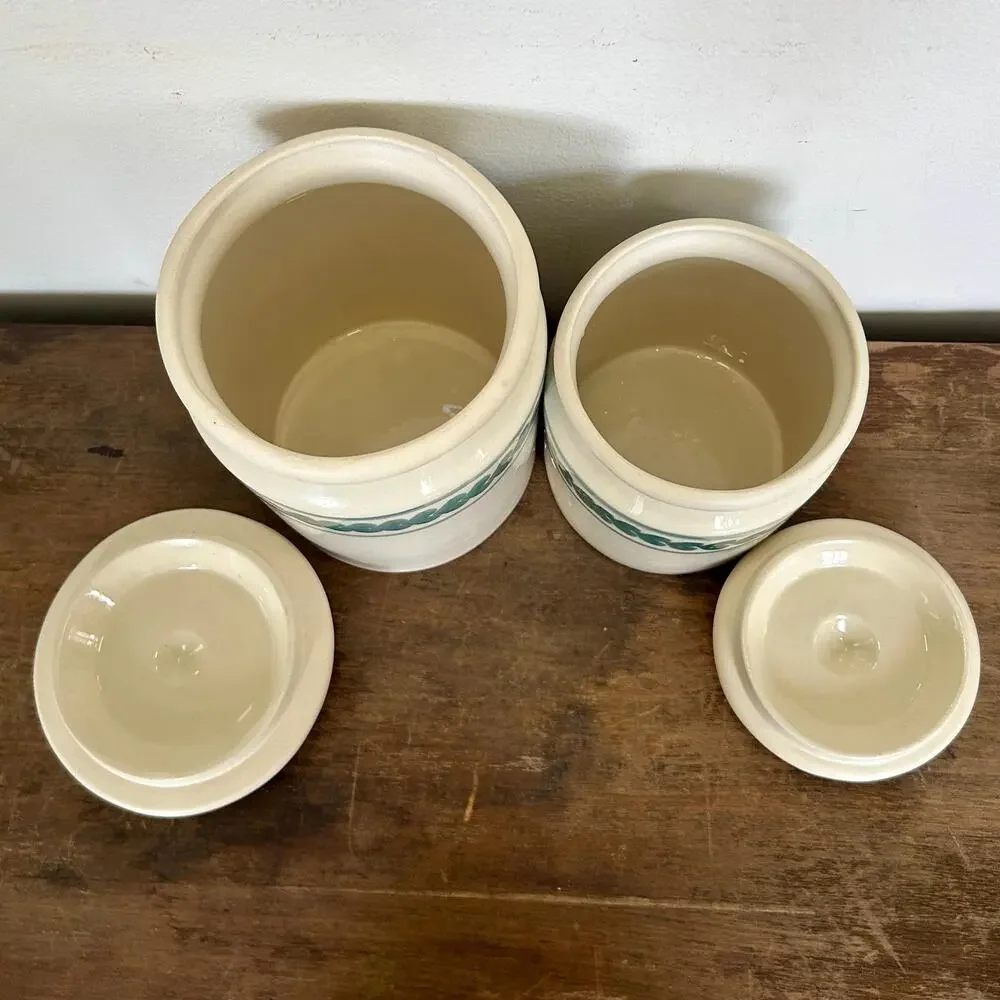 Hartstone Pottery Hand-Painted Leaf Stoneware Canister Set, Kitchen Storage